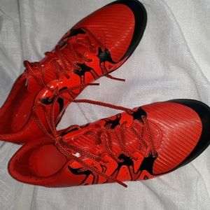 Adidas mens red and black mesh soccer sneakers. Size 10.5